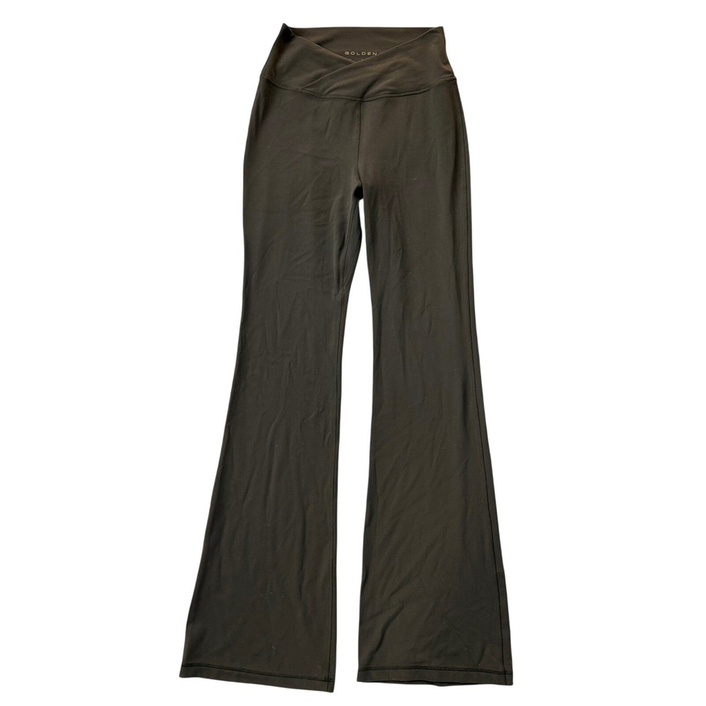 Aritzia Golden Flare Leggings Women Size 6 Olive Green Excellent Crossover V